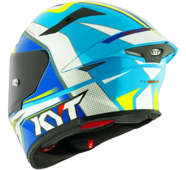 KYT TT-REVO Grand Prix White Light Blue Helmet - Image 6