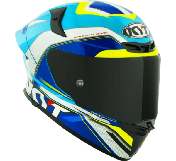 KYT TT-REVO Grand Prix White Light Blue Helmet - Image 5