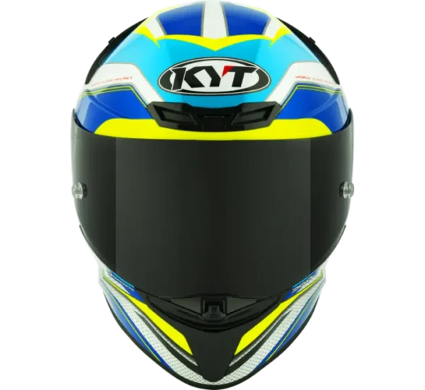 KYT TT-REVO Grand Prix White Light Blue Helmet - Image 3