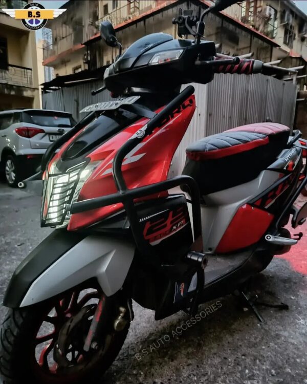BS AUTO TVS NTORQ HEAVY CRASH GUARD IN STAINLESS STEEL (BLACK POWDER COATED) - Image 2