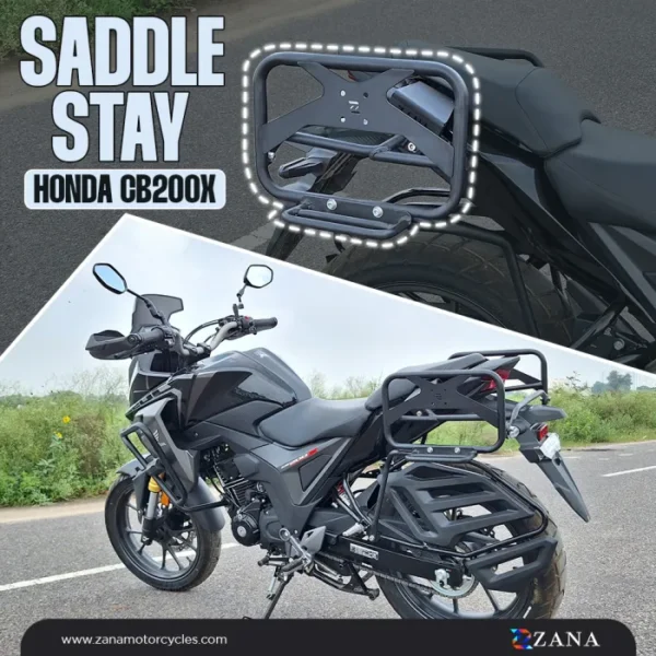 Zana Saddle Stay with Exhaust Sheild with Jerry can Mount For Honda CB200X (Black)