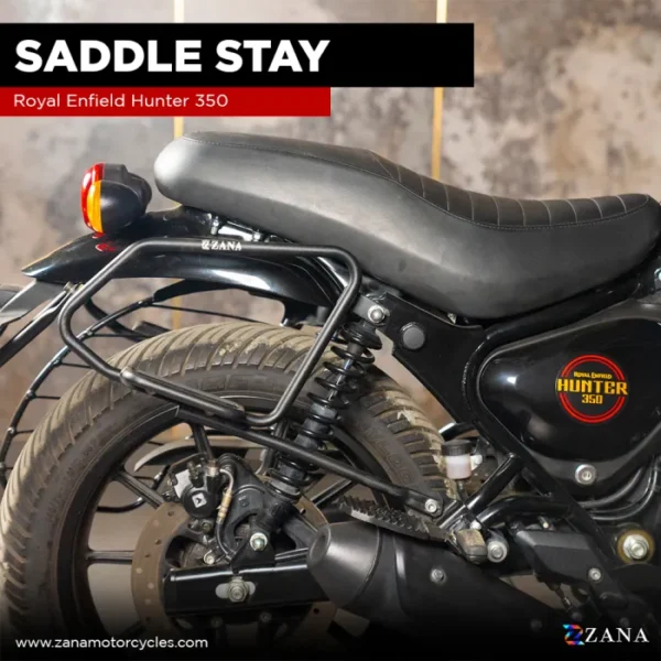 Zana Saddle Stay Mild Steel with exhaust shield With Jerry Can Mount Black For Royal Enfield Hunter 350
