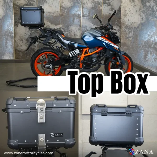 Zana Universal Top Box Aluminium (35Ltr) R-flat Black With Back Rest Cushion
