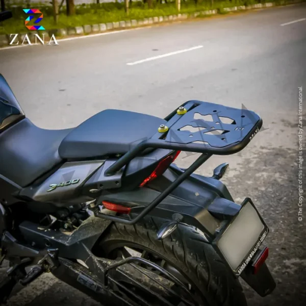 Zana Top Rack For Dominar 250/400 (With New Plate Compatible With Pillion Backrest Texture Matt Black (2019-2022)