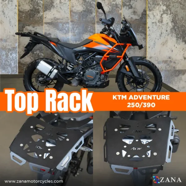 Zana NEW TOP RACK WITH MS PLATE TEXTURE MATT BLACK V -2 COMPATIBLE WITH GRAB RAIL KTM ADV 250/390 / 390 X