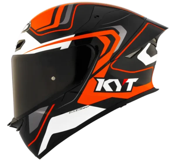 KYT TT-REVO Overtech Black Orange Gloss Helmet - Image 8