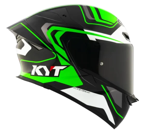KYT TT-REVO Overtech Black Green Gloss Helmet - Image 2