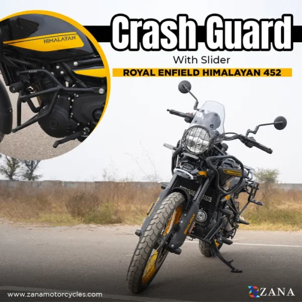 Zana Crash Guard for Himalayan 450 (with Slider , Black Texture, Mild Steel) - Type-1