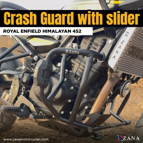 Zana Crash Guard for Himalayan 450 (with Slider Puck, Black Texture, Mild Steel) - Type-3