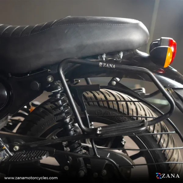 Zana Saddle Stay Mild Steel with exhaust shield With Jerry Can Mount Black For Royal Enfield Hunter 350 - Image 2