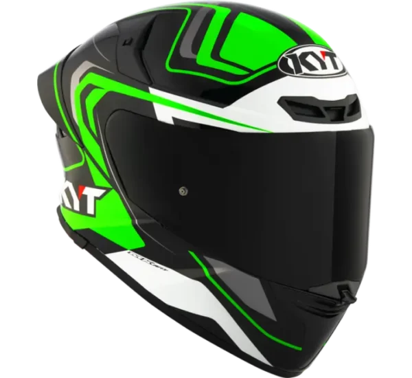 KYT TT-REVO Overtech Black Green Gloss Helmet - Image 3