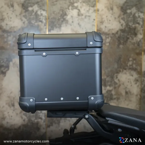 Zana Universal Top Box Aluminium (35Ltr) R-flat Black With Back Rest Cushion - Image 4