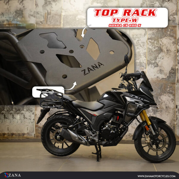 Zana Top Rack with Plate For Honda CB200X ( Type-W Black )
