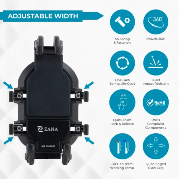 Zana Universal Mobile Holder with USB Charger - Image 4