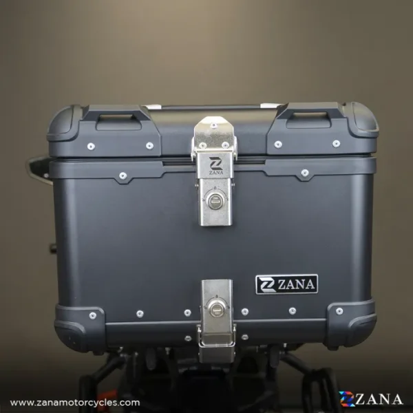 Zana Universal Top Box Aluminium (35Ltr) R-flat Black With Back Rest Cushion - Image 2