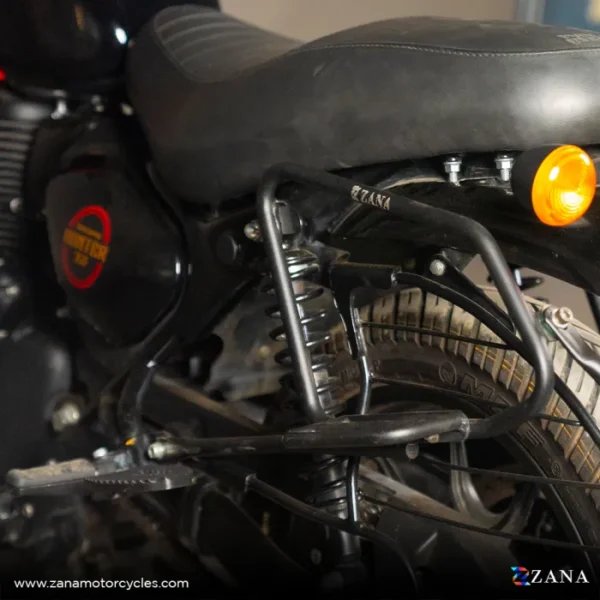 Zana Saddle Stay Mild Steel with exhaust shield With Jerry Can Mount Black For Royal Enfield Hunter 350 - Image 5