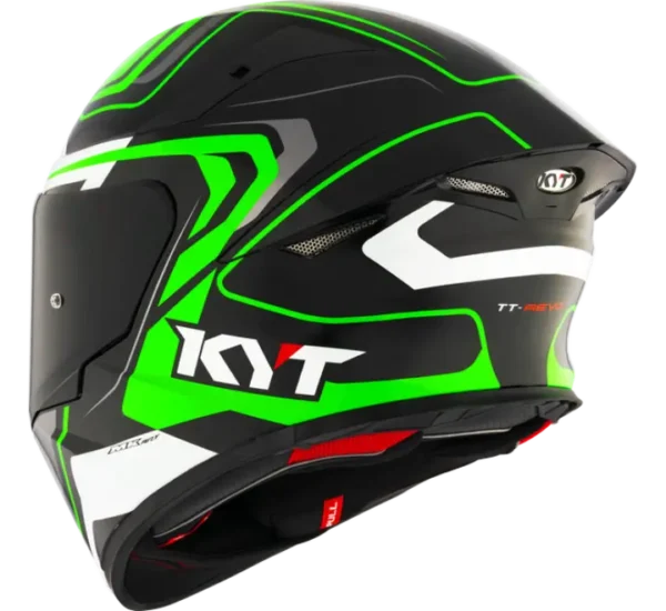 KYT TT-REVO Overtech Black Green Gloss Helmet - Image 6
