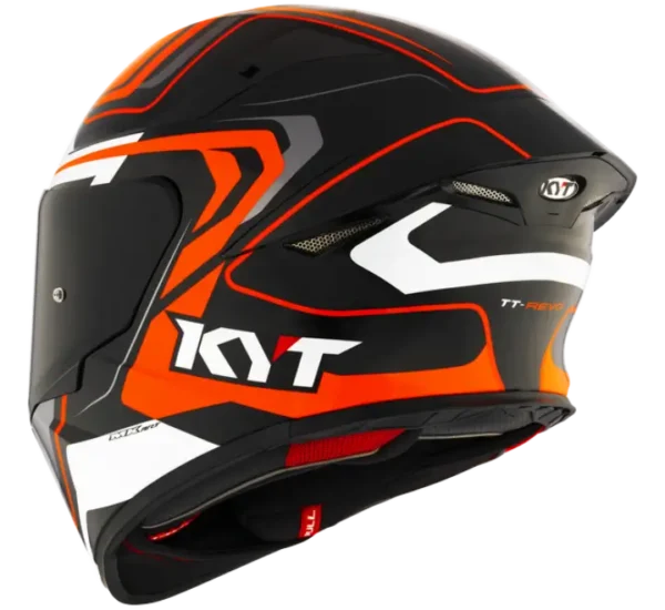 KYT TT-REVO Overtech Black Orange Gloss Helmet - Image 4
