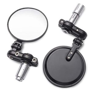 Bar End Motorcycle Mirrors - 3 Inch Round Folding Universal