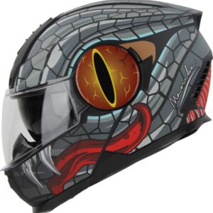 STEELBIRD SBH-40 MAMBA GLOSS BLACK GREY HELMET