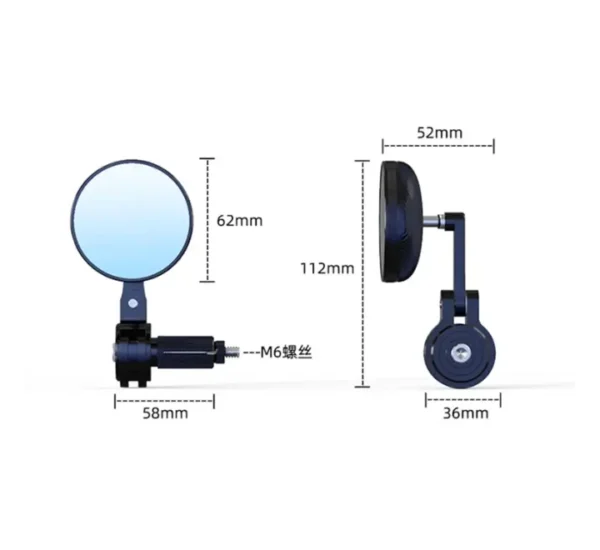 Slim Bar End Anti Glare Rear View Mirrors Foldable - Image 2
