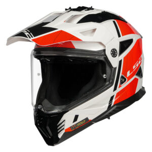 LS2 MX436 Pioneer II Hill - WHITE RED Dual Sport Helmet