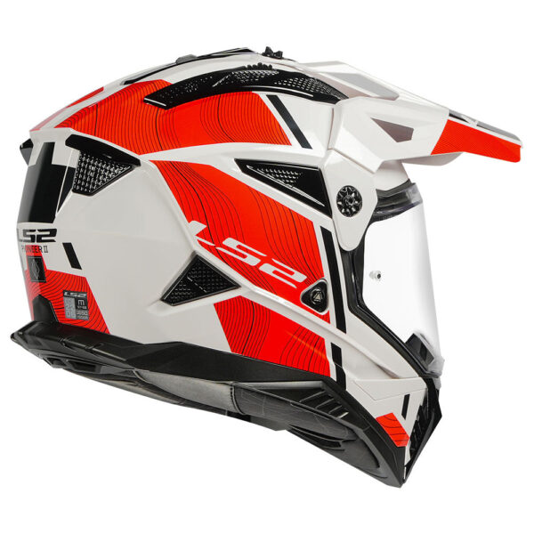 LS2 MX436 Pioneer II Hill - WHITE RED Dual Sport Helmet - Image 4
