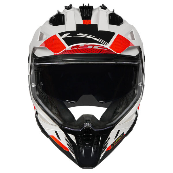 LS2 MX436 Pioneer II Hill - WHITE RED Dual Sport Helmet - Image 2