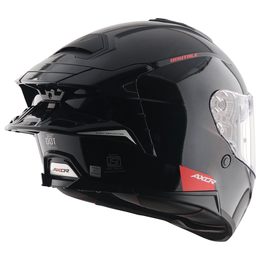 AXOR Brutale Solid Black Dual Spoiler Helmet - Image 7