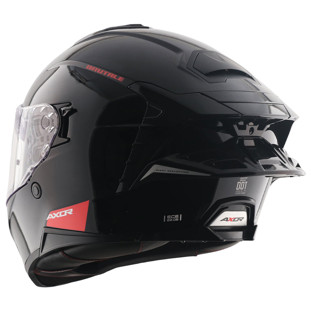 AXOR Brutale Solid Black Dual Spoiler Helmet - Image 8