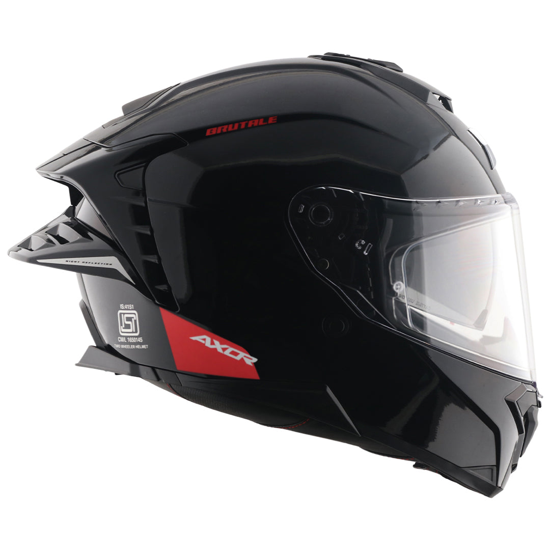 AXOR Brutale Solid Black Dual Spoiler Helmet - Image 4