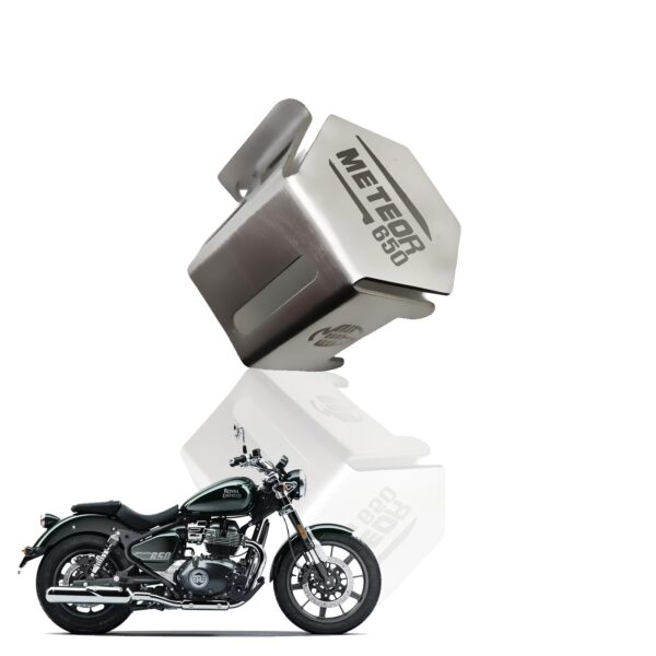 MOTO GENIUS Stainless Steel Rear Brake Oil Container Guard for RE Super Meteor 650
