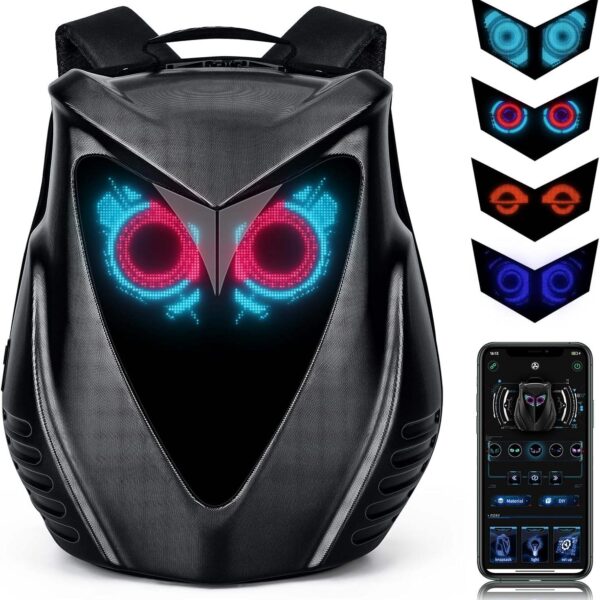 LED Backpack with Programmable Screen Owl-eyed Laptop Backpack Motorcycle Backpack