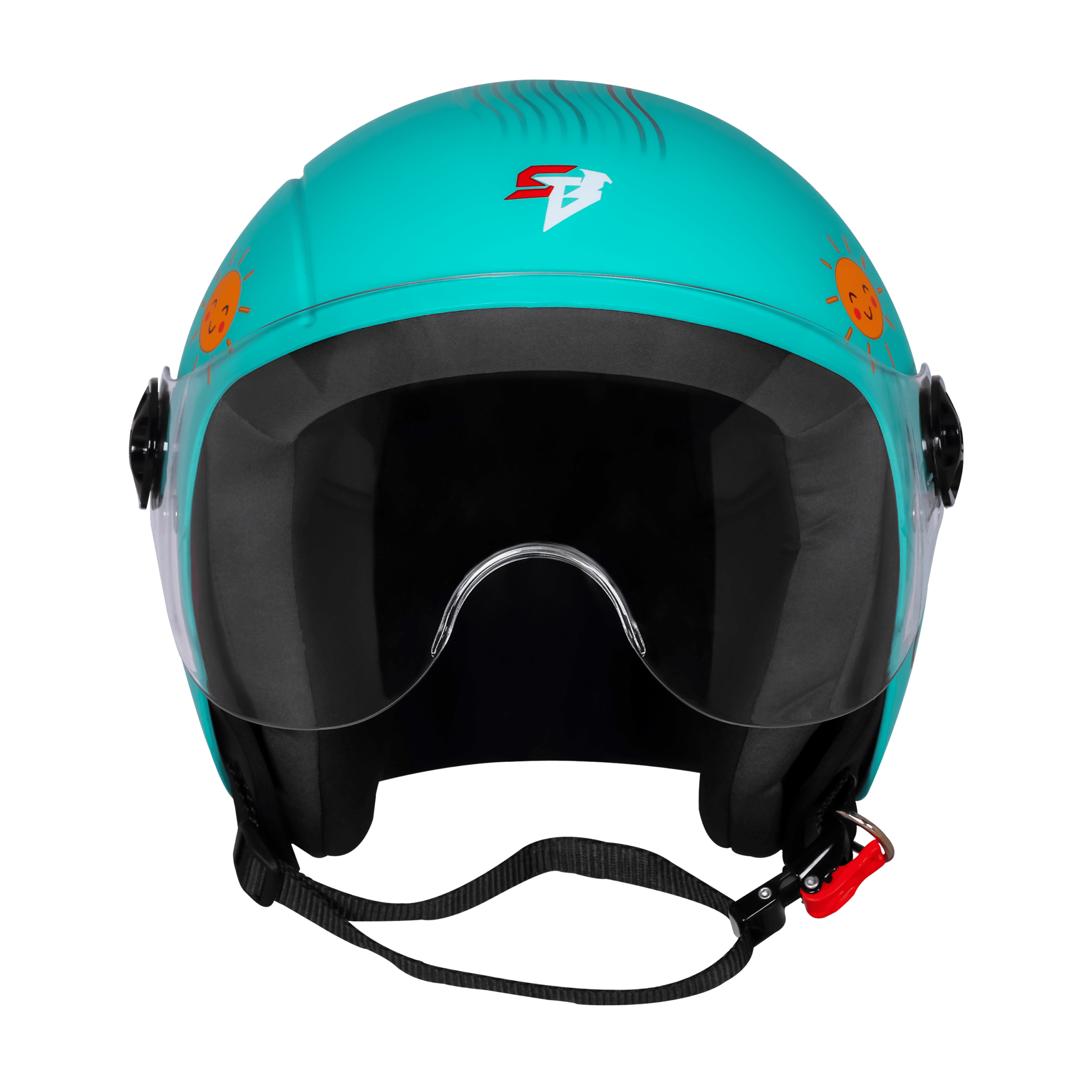 STEELBIRD SBH-16 LET'S GO GLOSSY CYAN GREEN WITH RED - Image 2