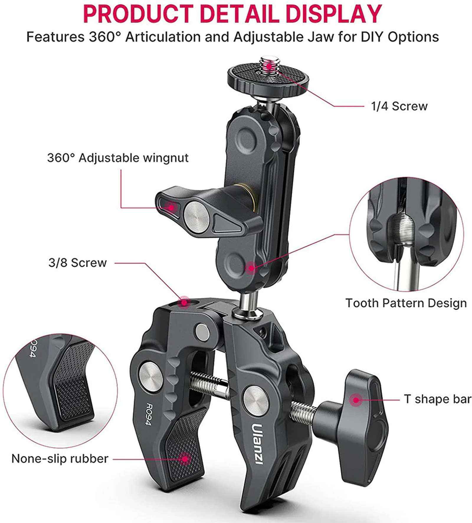 ULANZI Handlebar Jaw Clamp Camera Mount - Image 2