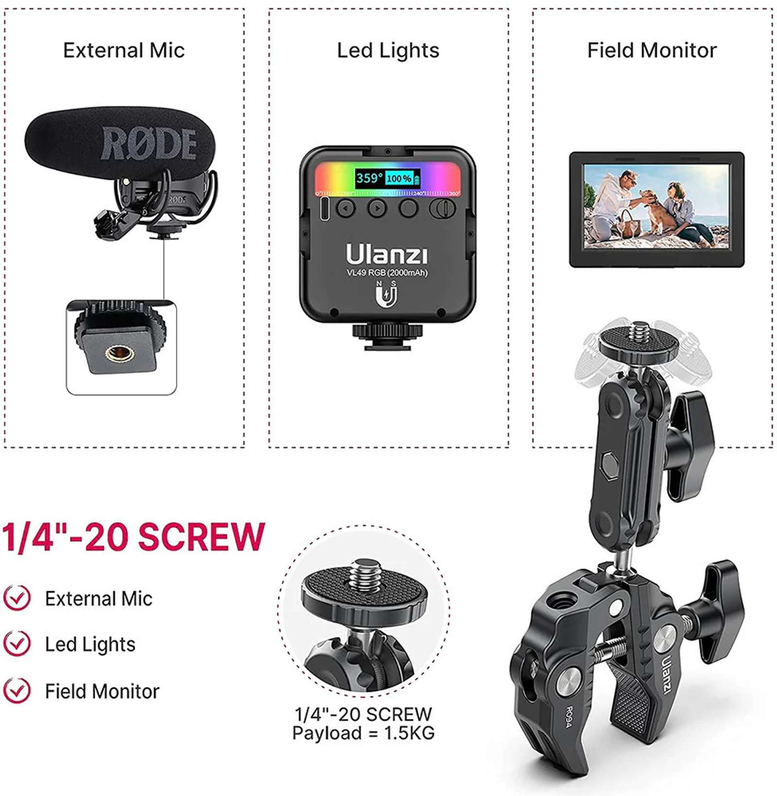 ULANZI Handlebar Jaw Clamp Camera Mount - Image 3