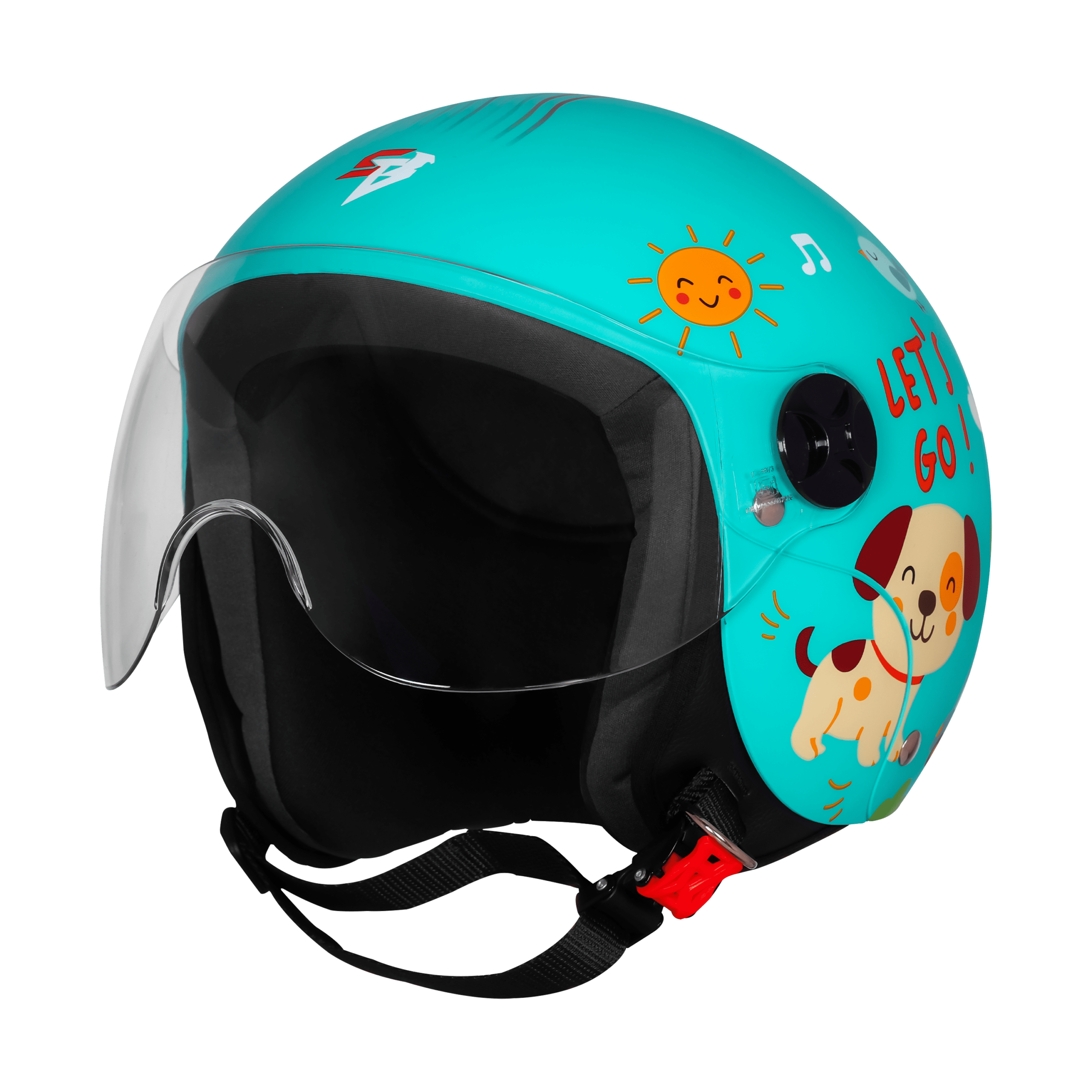 STEELBIRD SBH-16 LET'S GO GLOSSY CYAN GREEN WITH RED - Image 3