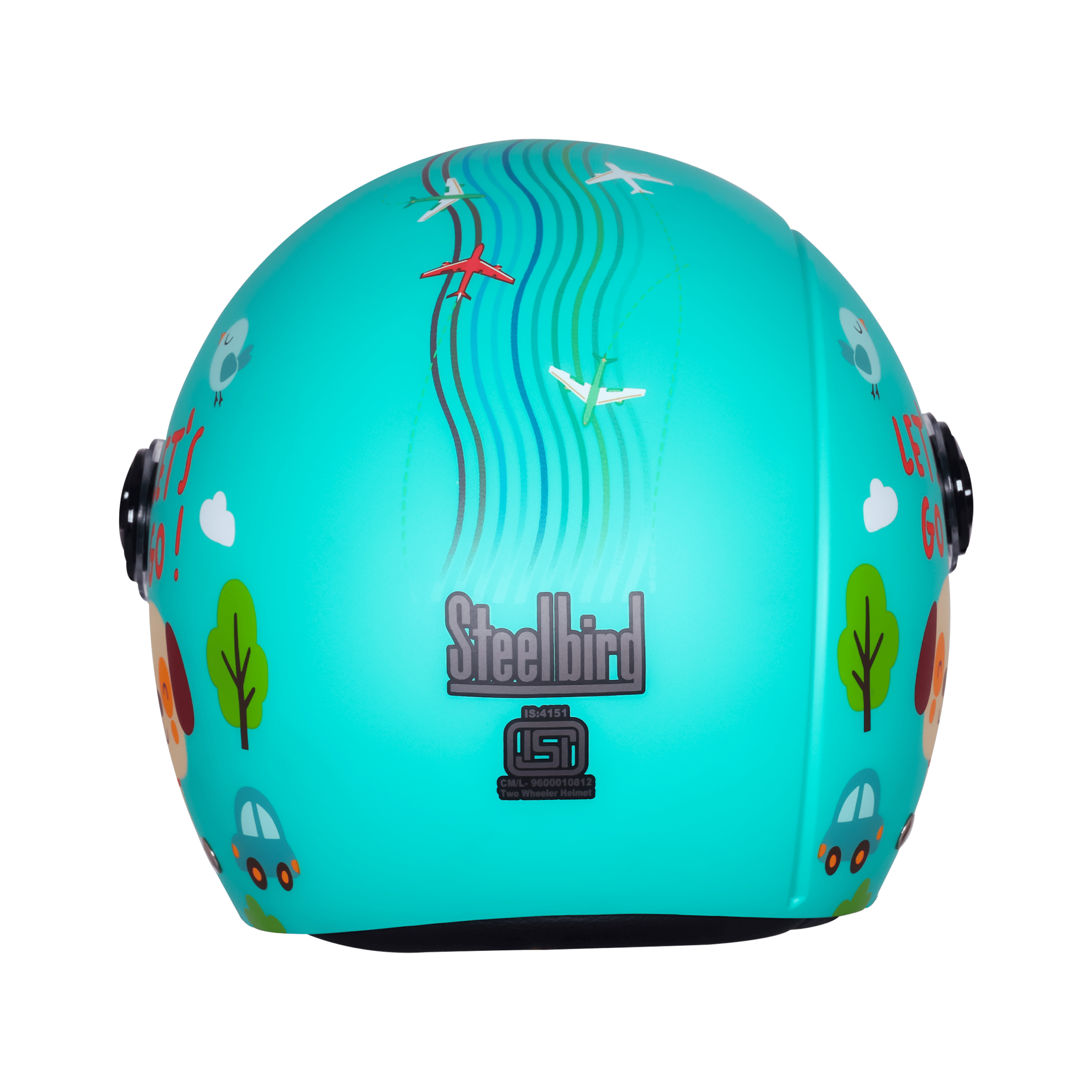 STEELBIRD SBH-16 LET'S GO GLOSSY CYAN GREEN WITH RED - Image 5
