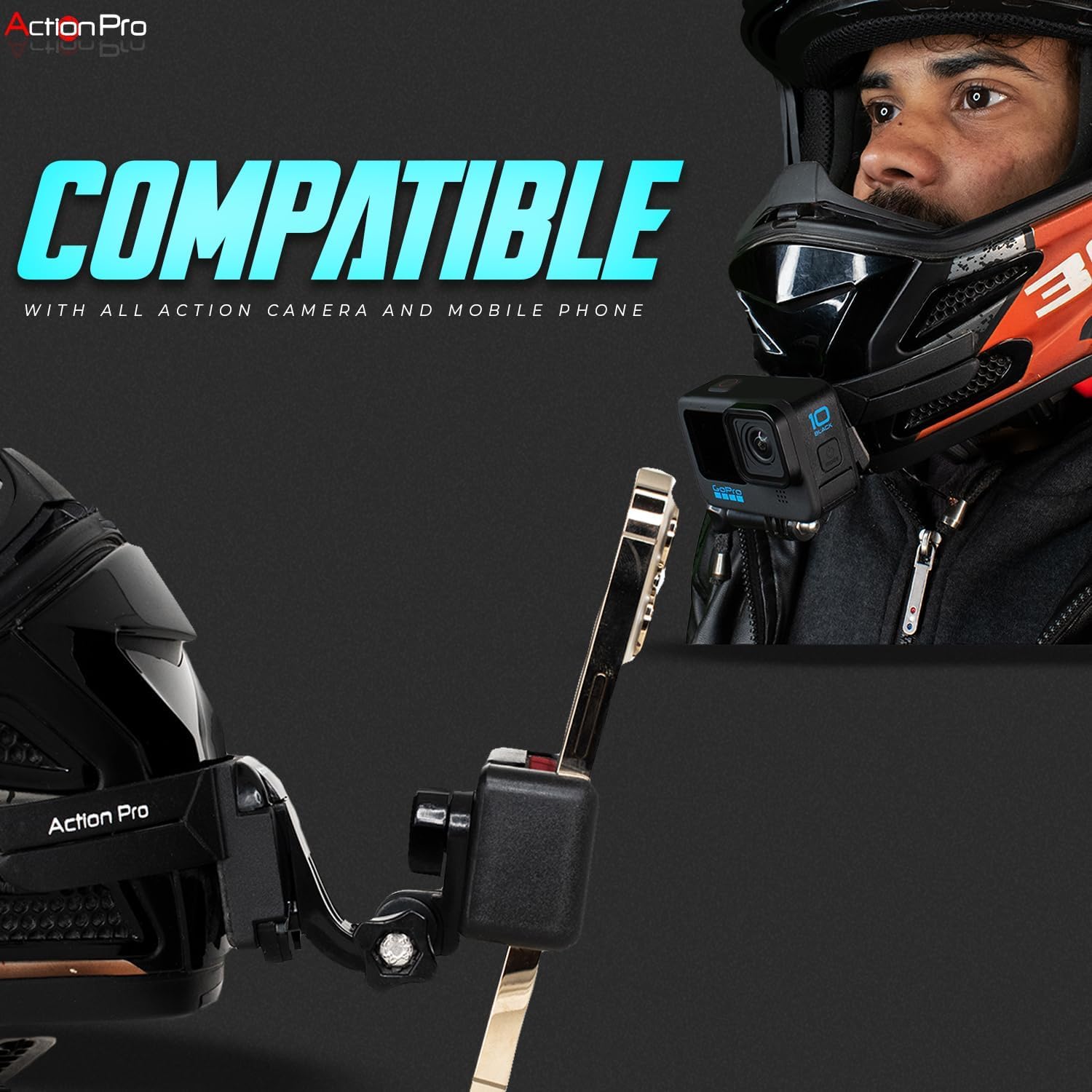 Action Pro 3M Helmet Chin Mount Strap Compatible with GoPro - Image 4
