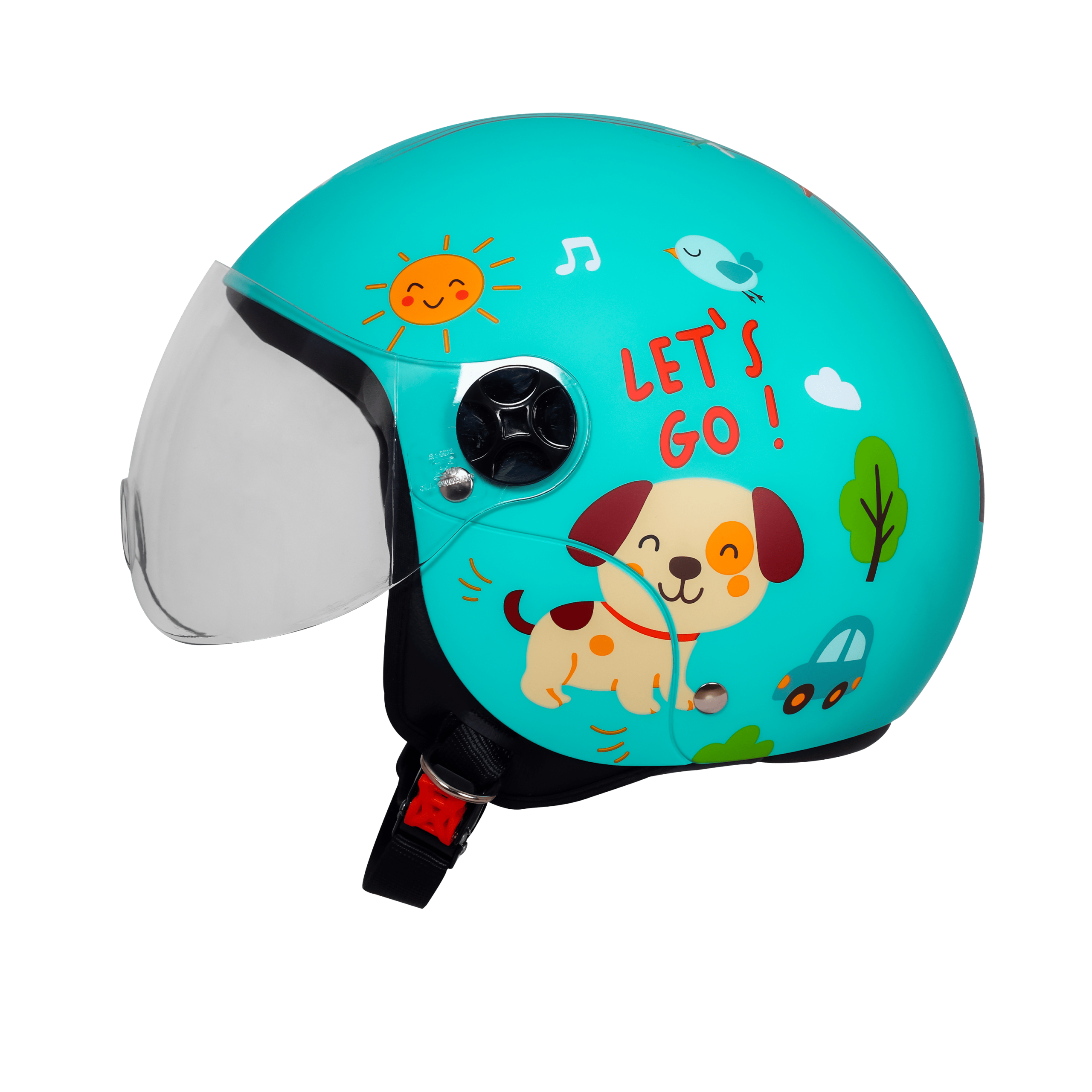 STEELBIRD SBH-16 LET'S GO GLOSSY CYAN GREEN WITH RED