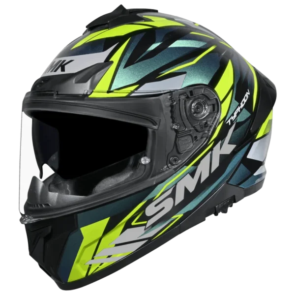 SMK TYPHOON RIVAL SPECIAL GL254C TURQUOISE HIVIZ WHITE HELMET