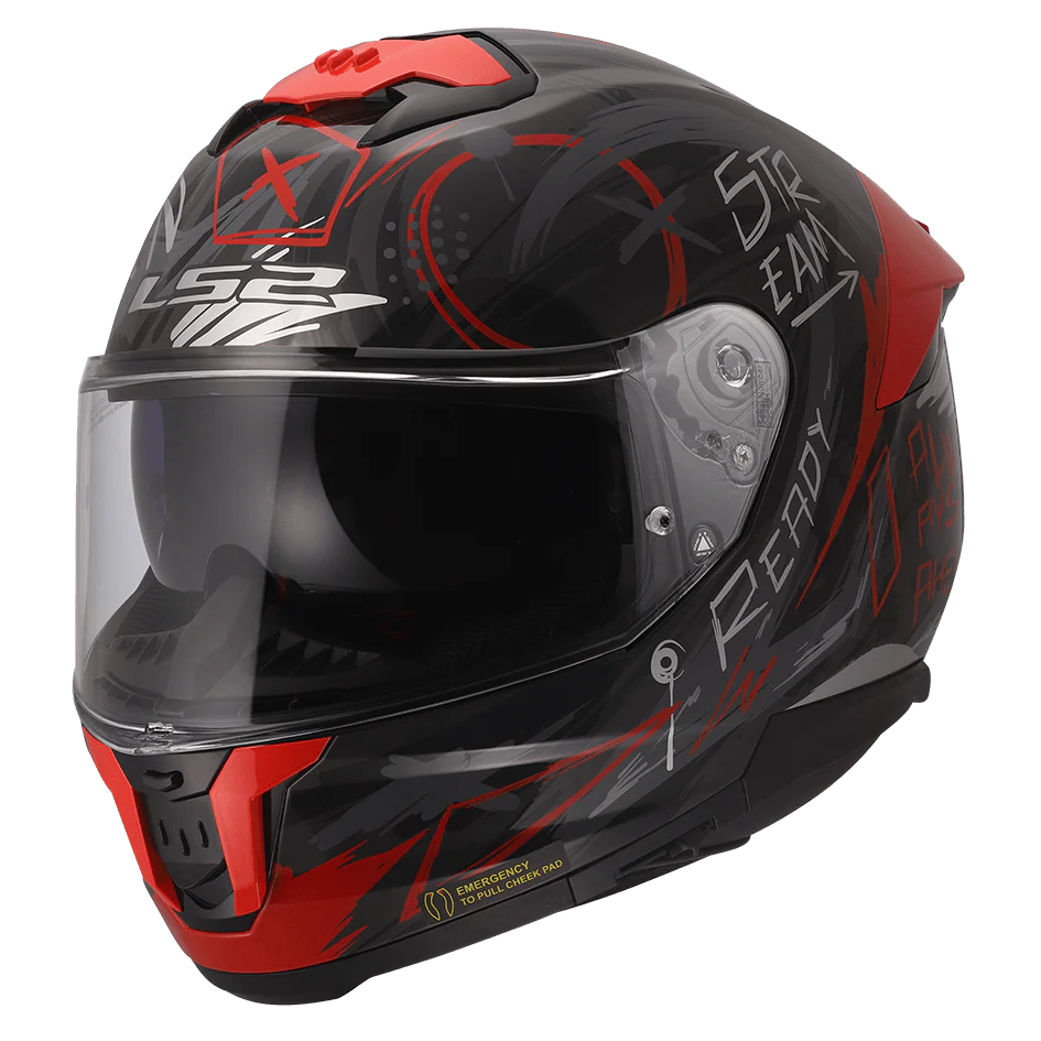 LS2 FF320 STREAM II SCRATCHES BLACK RED