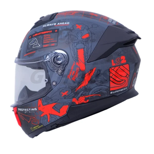 LS2 FF320 STREAM ll GP MATT GREY RED