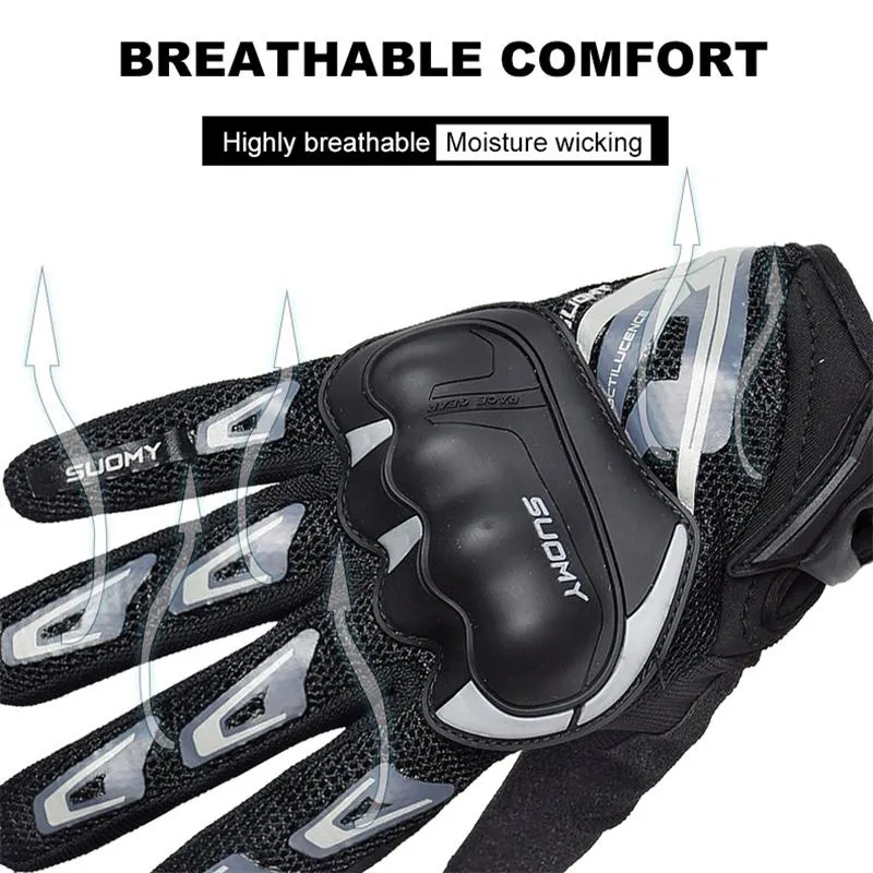 SUOMY SU11 Black Grey Motorcycle Protective Gloves - Image 2