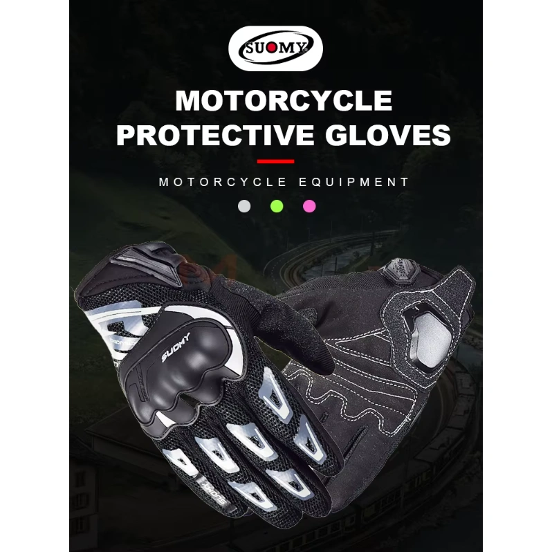 SUOMY SU11 Black Grey Motorcycle Protective Gloves - Image 3