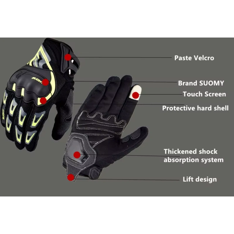 SUOMY SU11 Black Grey Motorcycle Protective Gloves - Image 6