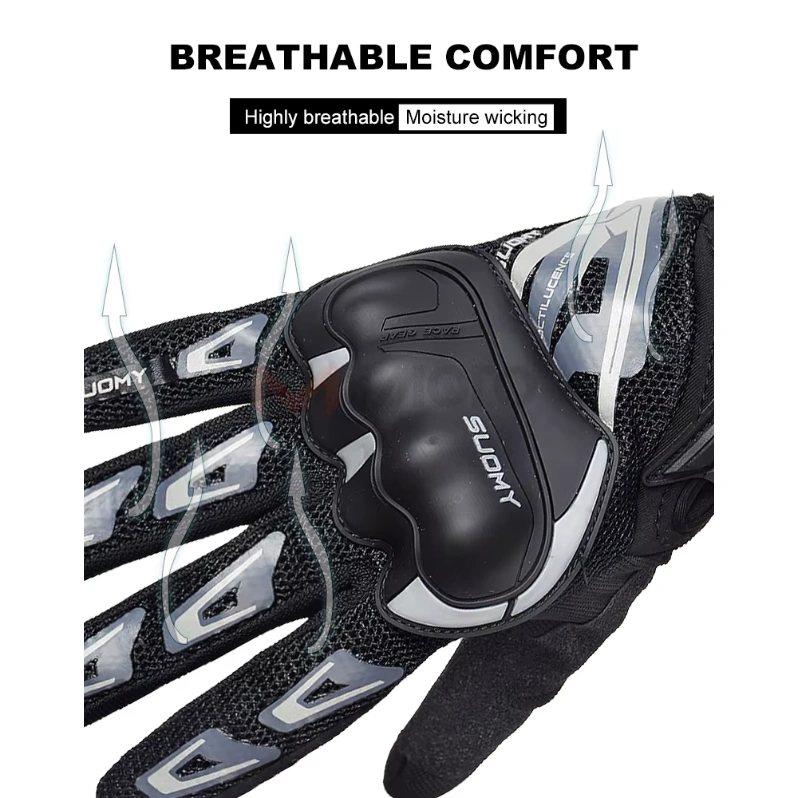 SUOMY SU11 Black Grey Motorcycle Protective Gloves - Image 8