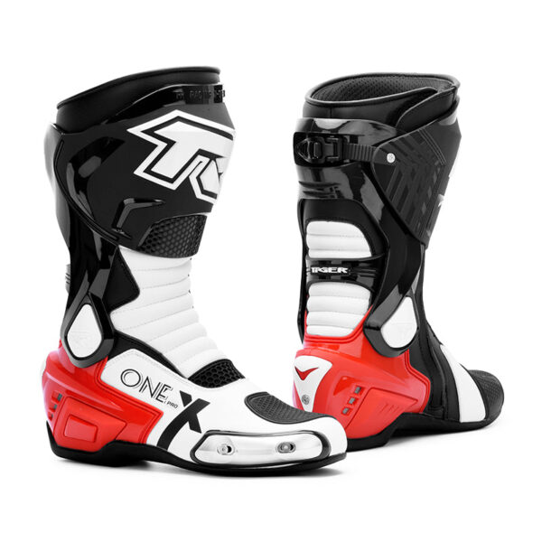 Tiger Racing X-ONE PRO Riding Boots (Black White Red)