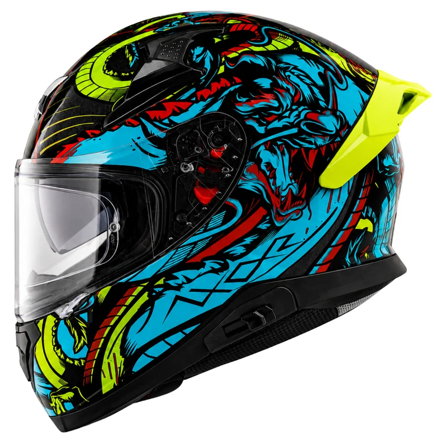 Apex Scratch Black Neon Blue Helmet With Spoiler - Image 2
