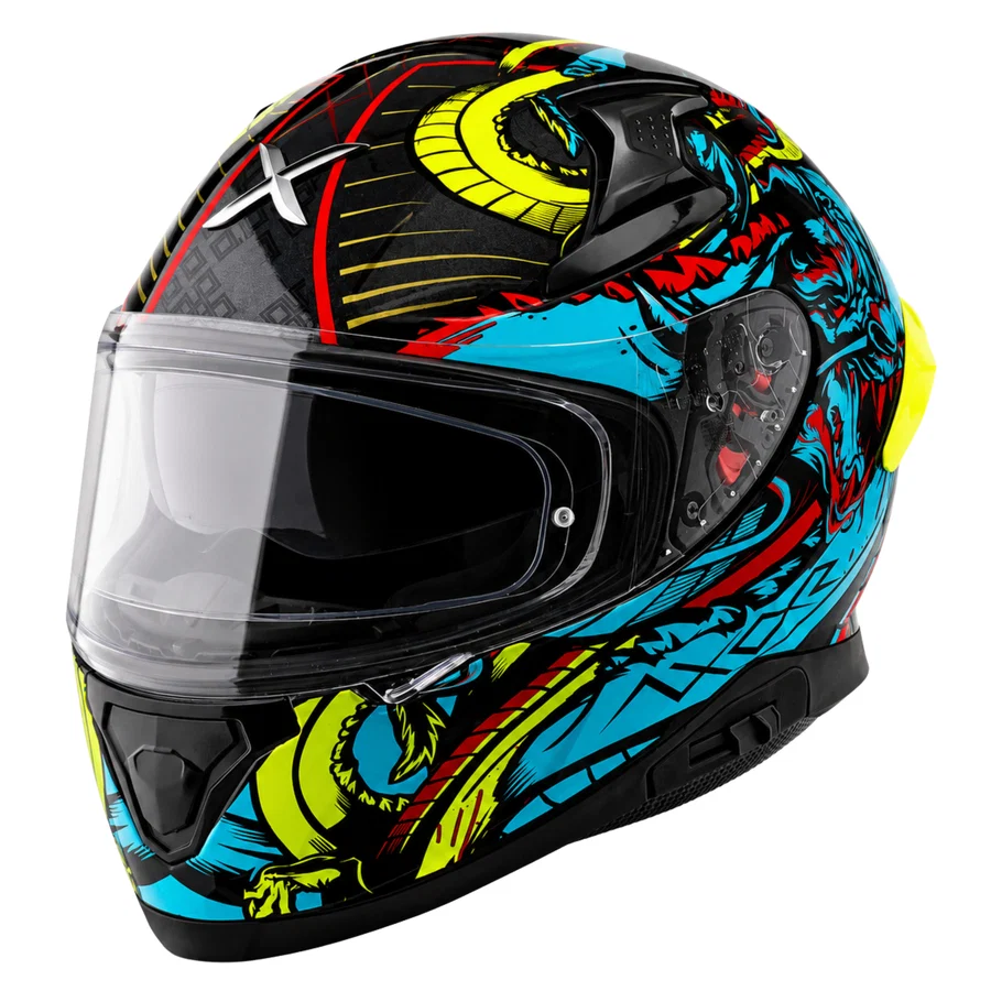 Apex Scratch Black Neon Blue Helmet With Spoiler